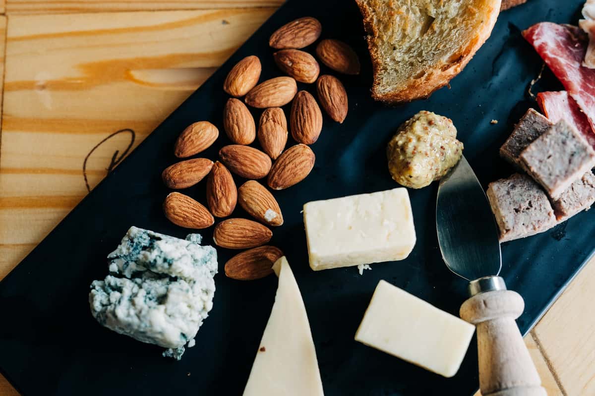 cheese, nuts, bread