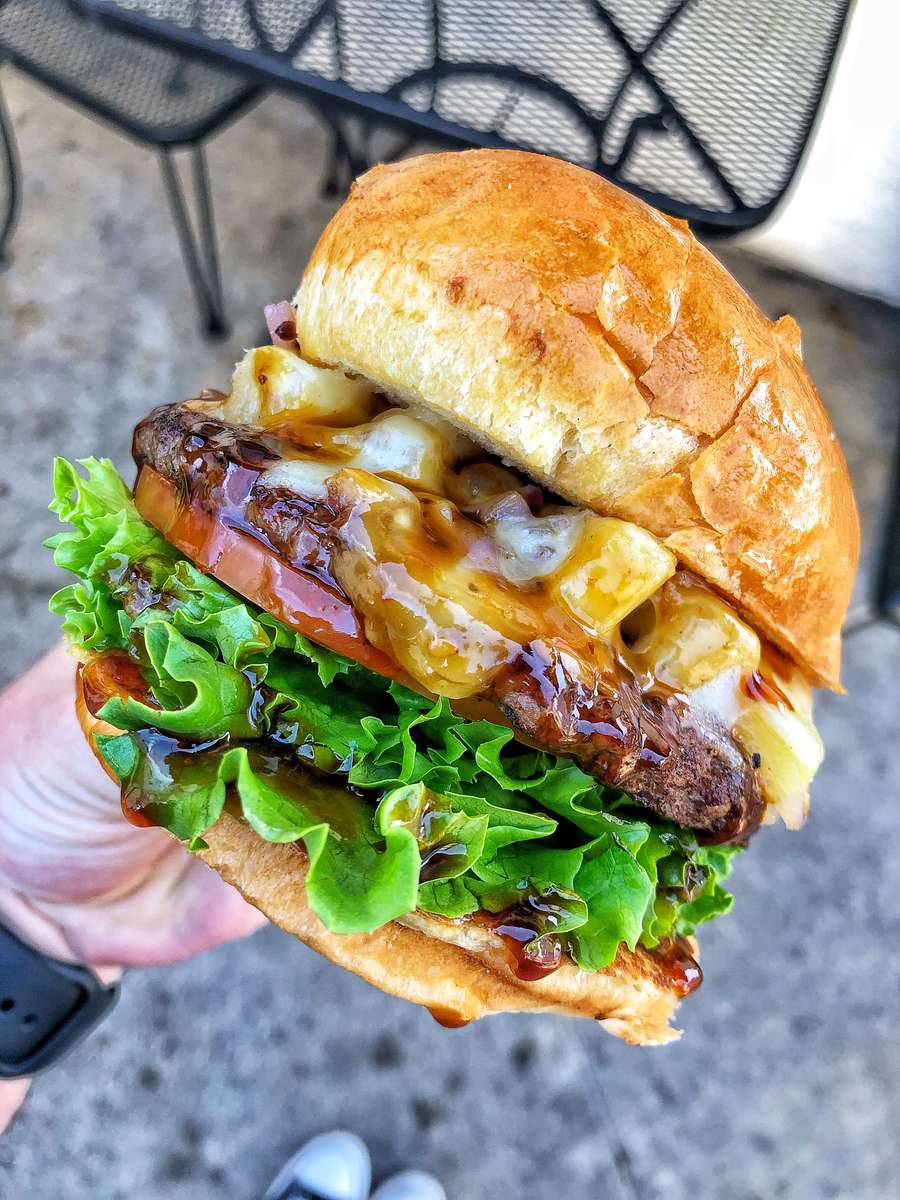 Hawaiian Burger Combo Menu Grinderz American Restaurant in Huntington