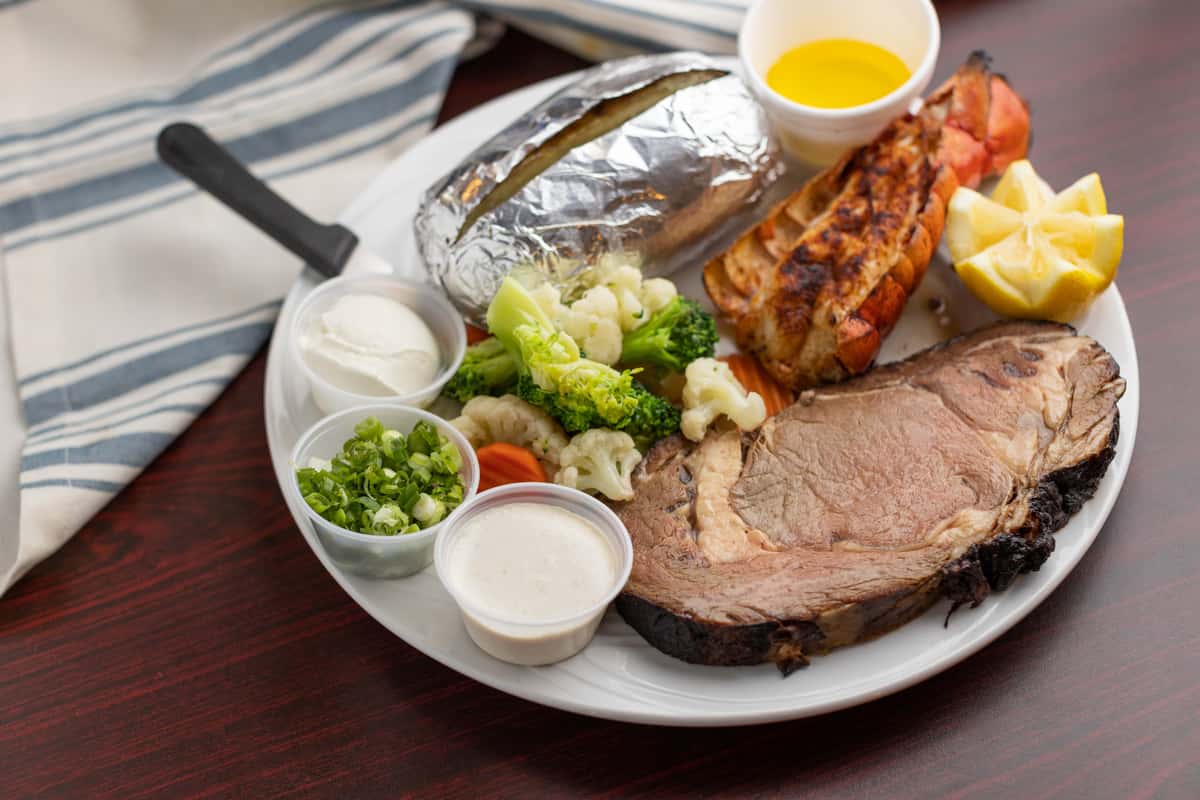Prime Rib with Baked Potato Food & Drink Specials Maggie's Pub