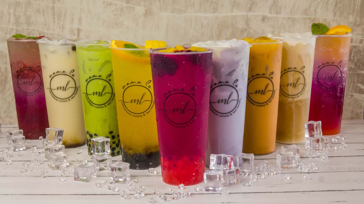 assortment of teas and smoothies