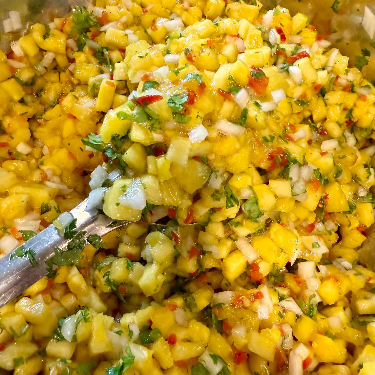 Pineapple salsa, close up