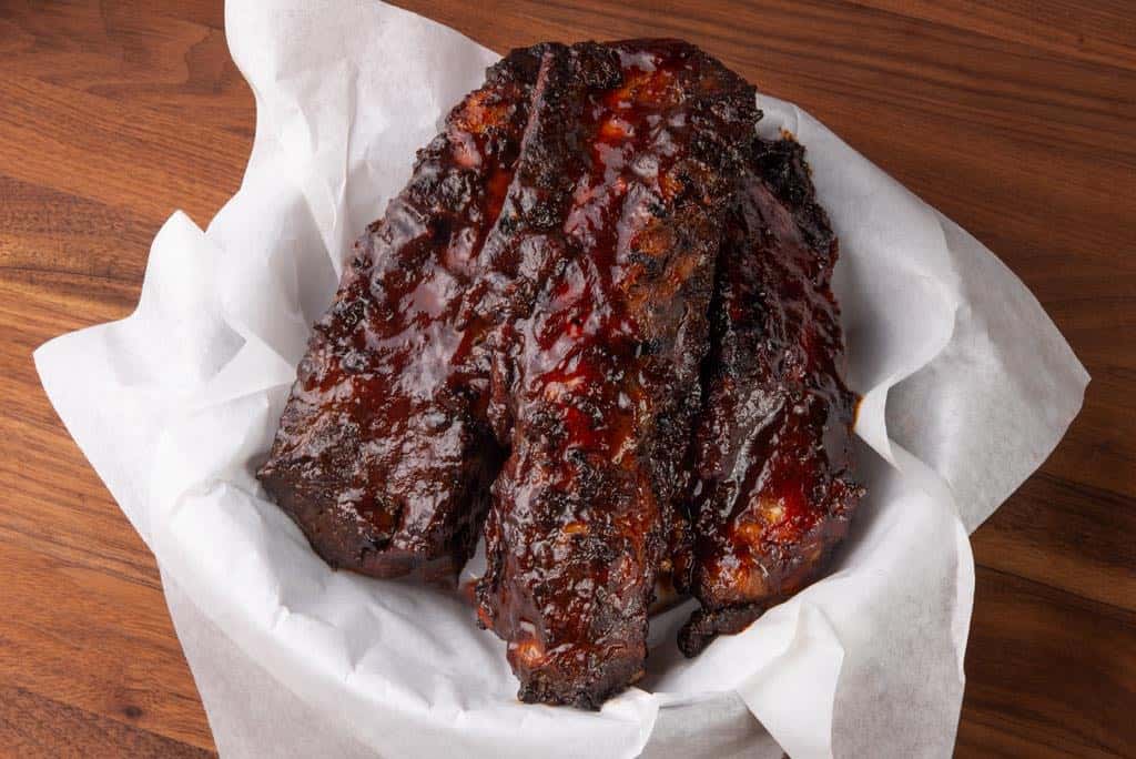 Basket of Beef Ribs Dinner Rib Company Barbecue Restaurant in CA