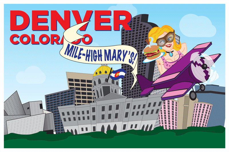 branded location-specific postcard for denver