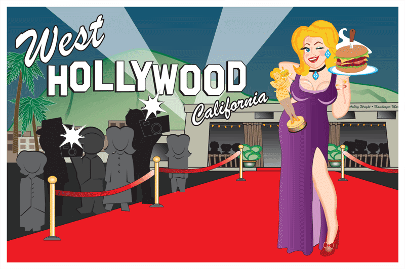 branded location-specific postcard for west hollywood