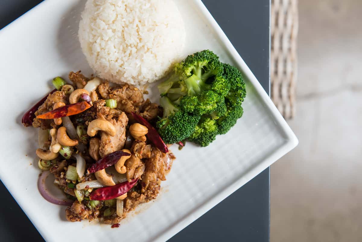 Kung Pao "Chicken" Dining Menu The Purple Mint Vegan Bistro Vegan