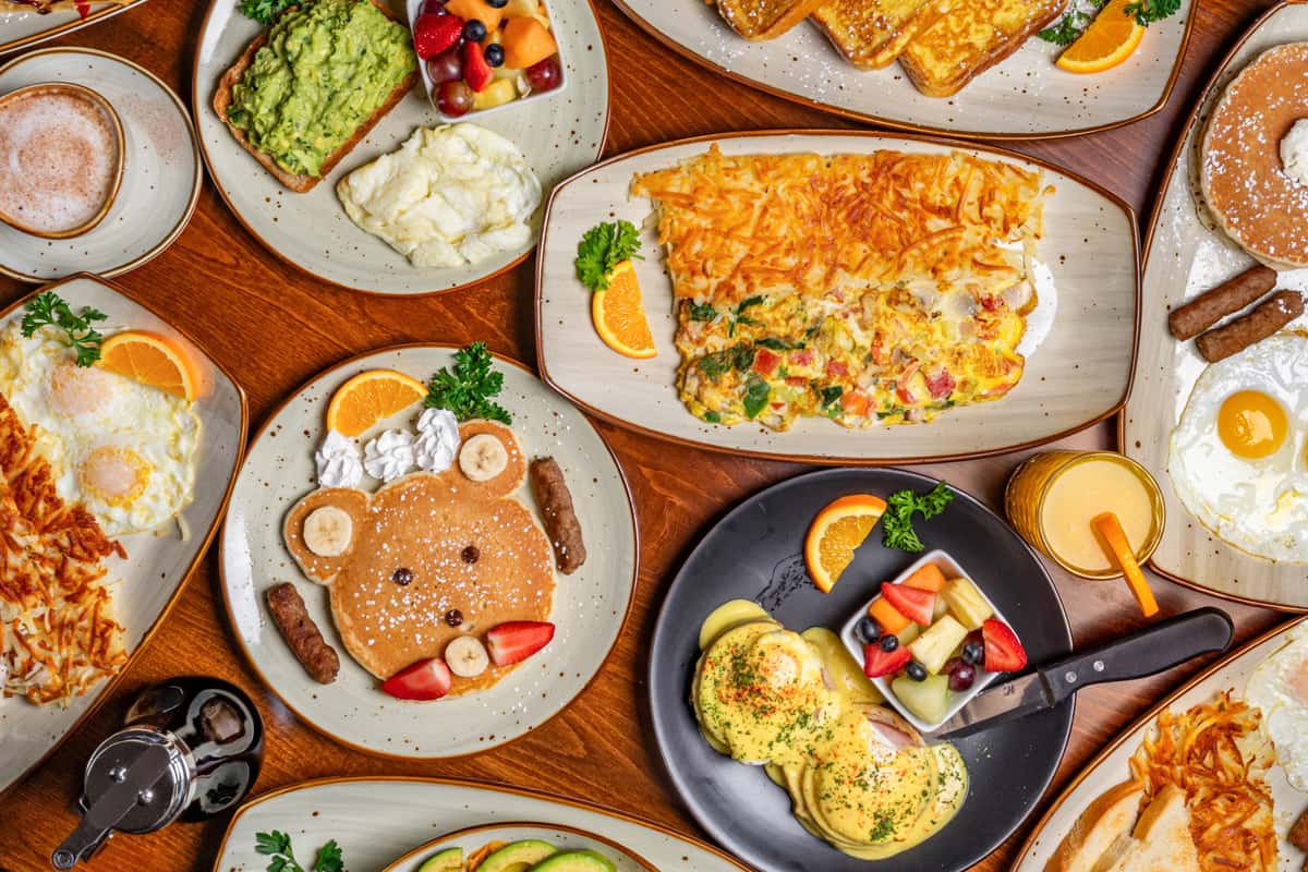 Group shot of breakfast items