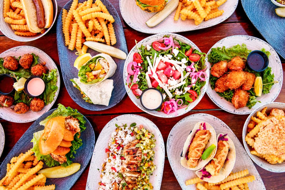 spread of menu items