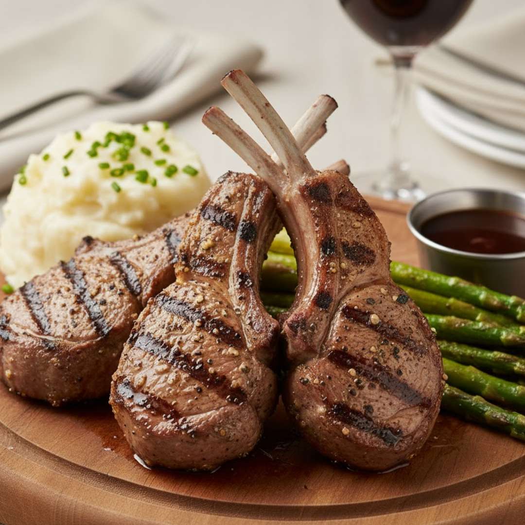 Lamb Mashed Potatoes and Asparagus