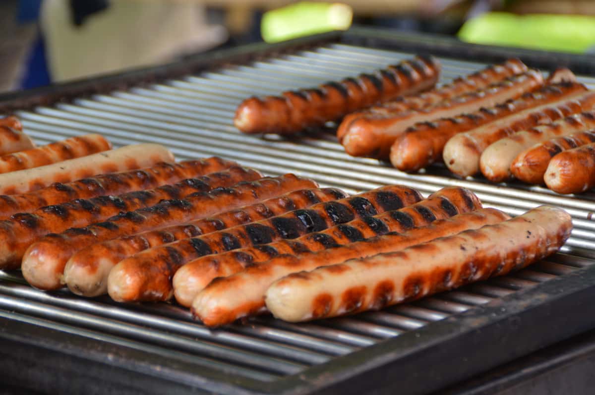 Sausages on grill