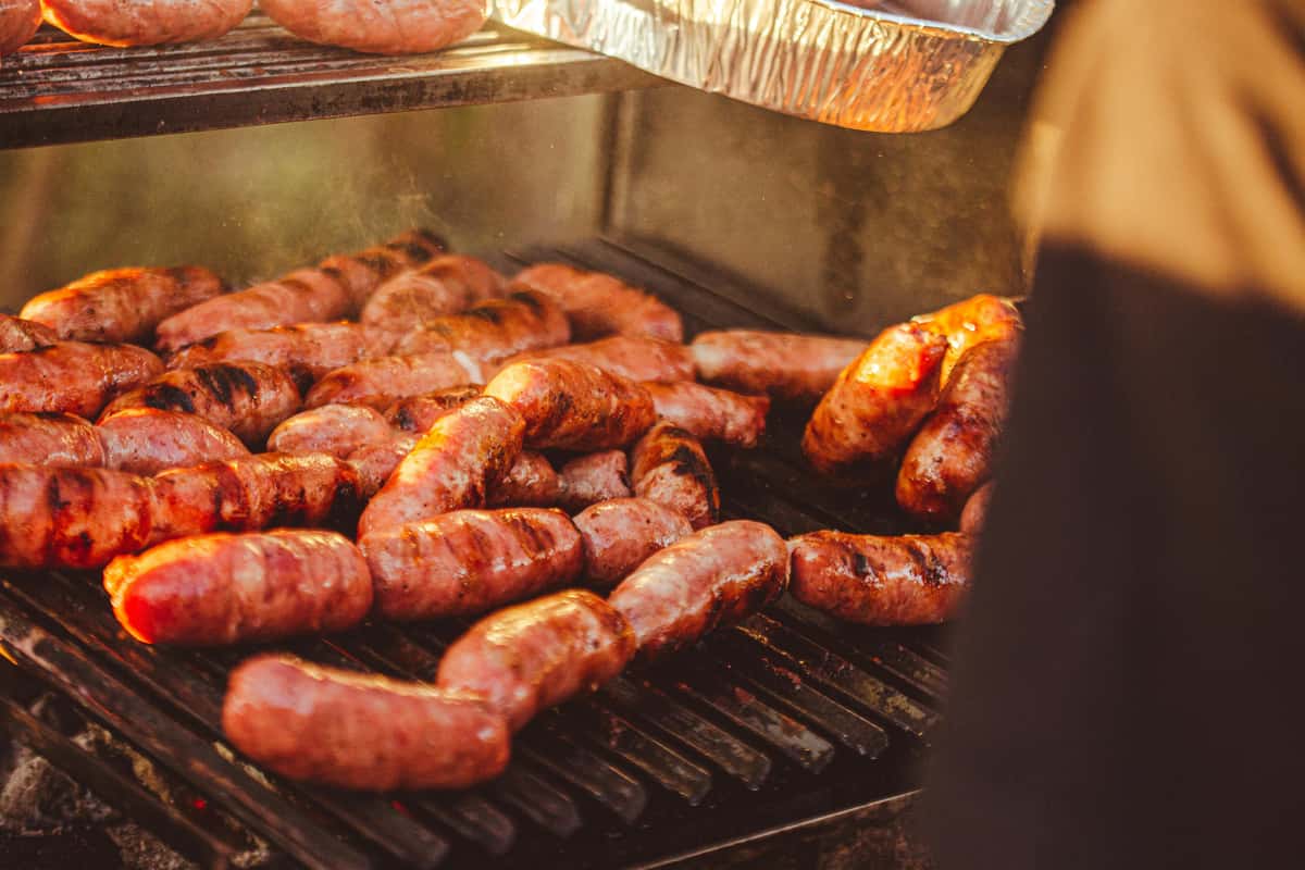 Sausages on grill
