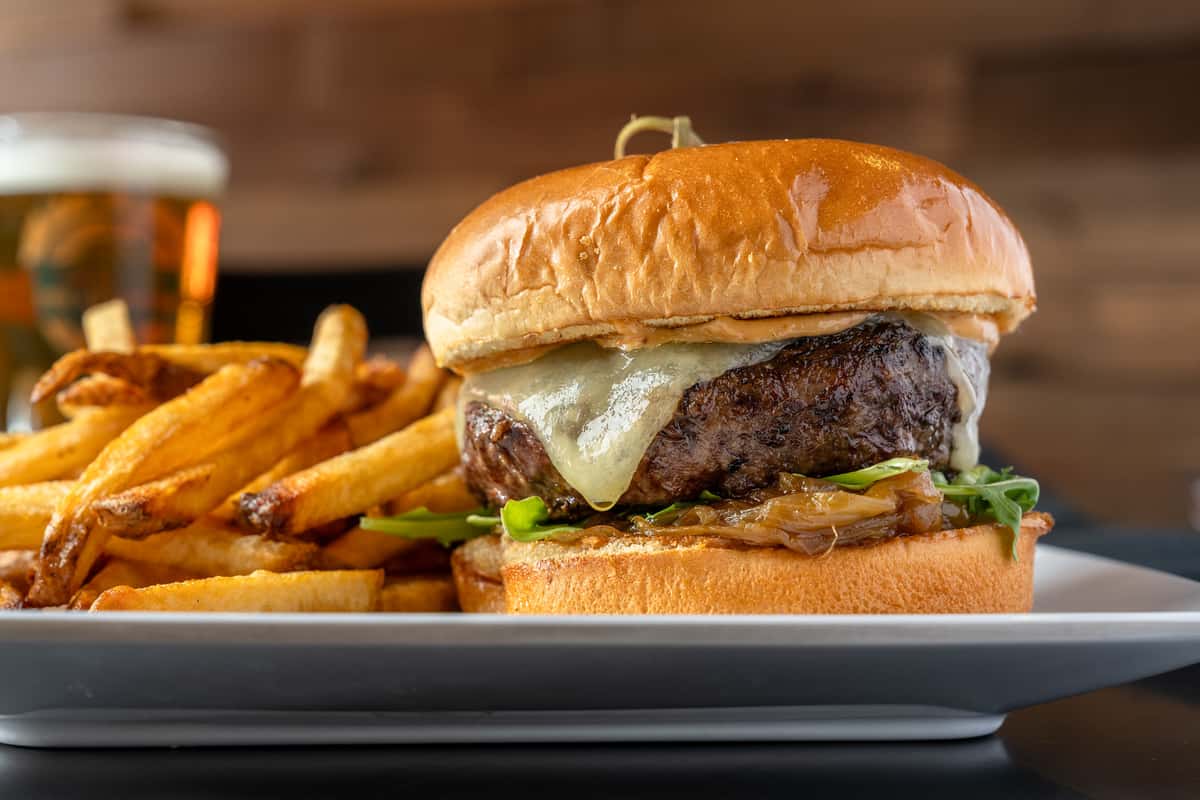 burger fry beer