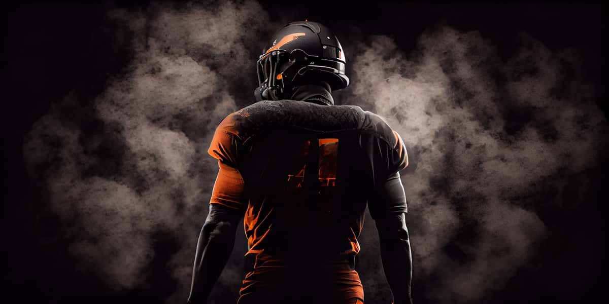 football player in smoke