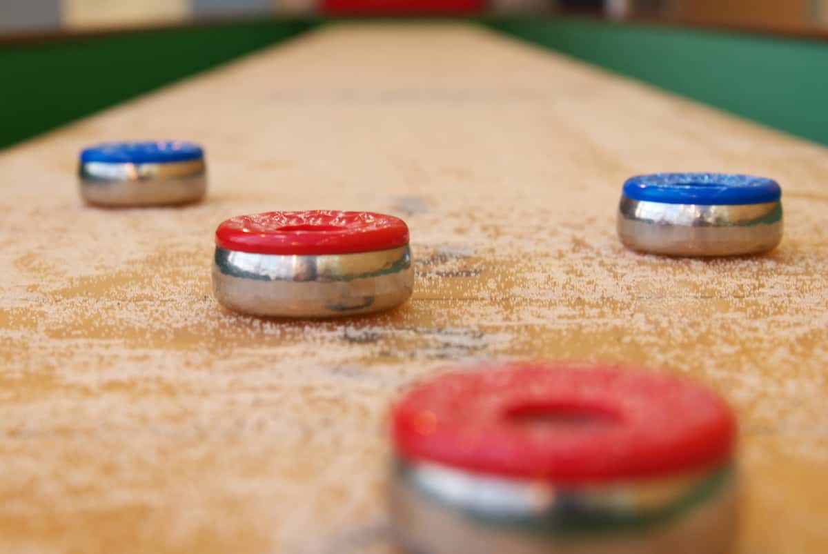 shuffleboard with sawdust