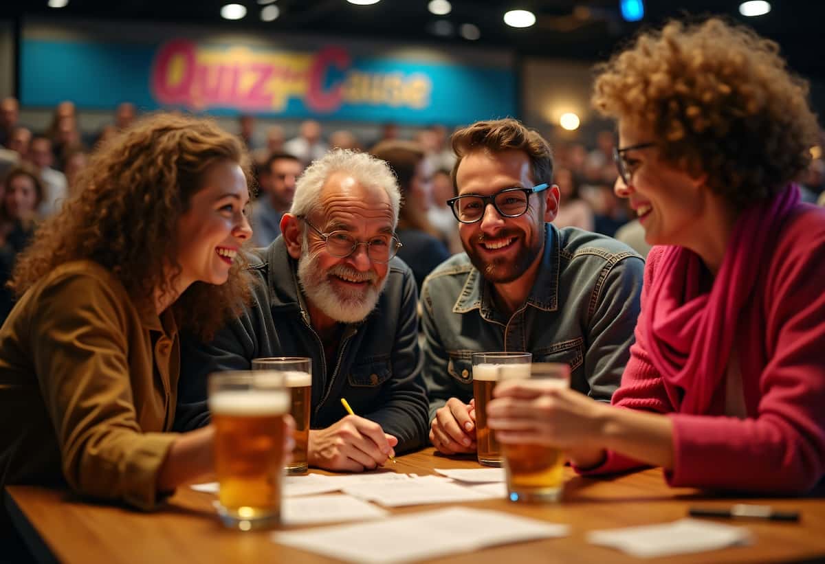 group of 4 people playing trivia at The Rabbit Hole