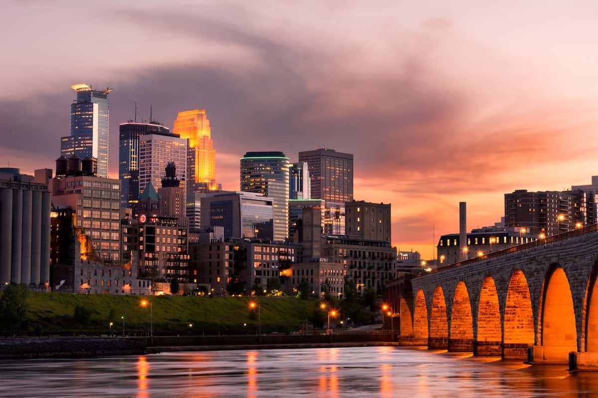 Downtown Minneapolis at night