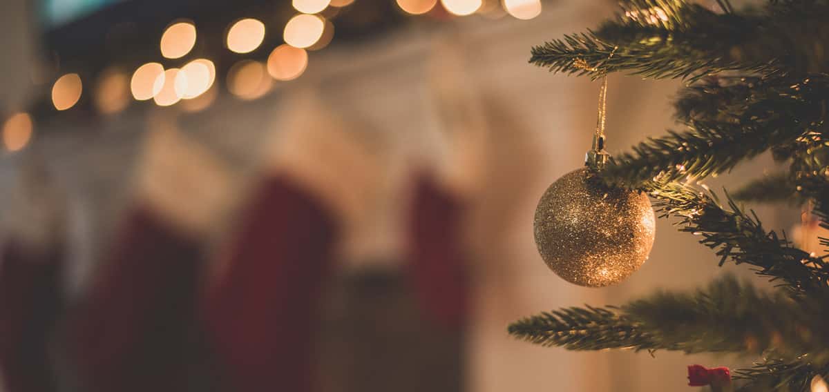 Christmas tree with gold ornament