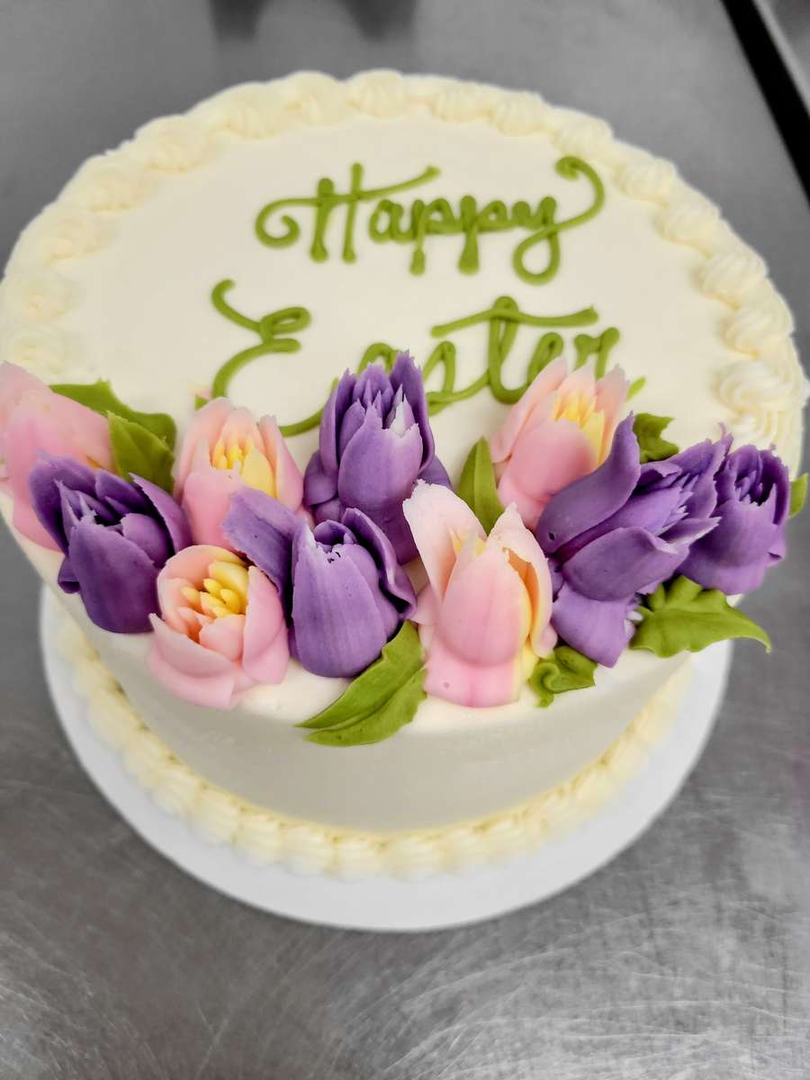 Happy Easter Vanilla Buttercream and Tulips