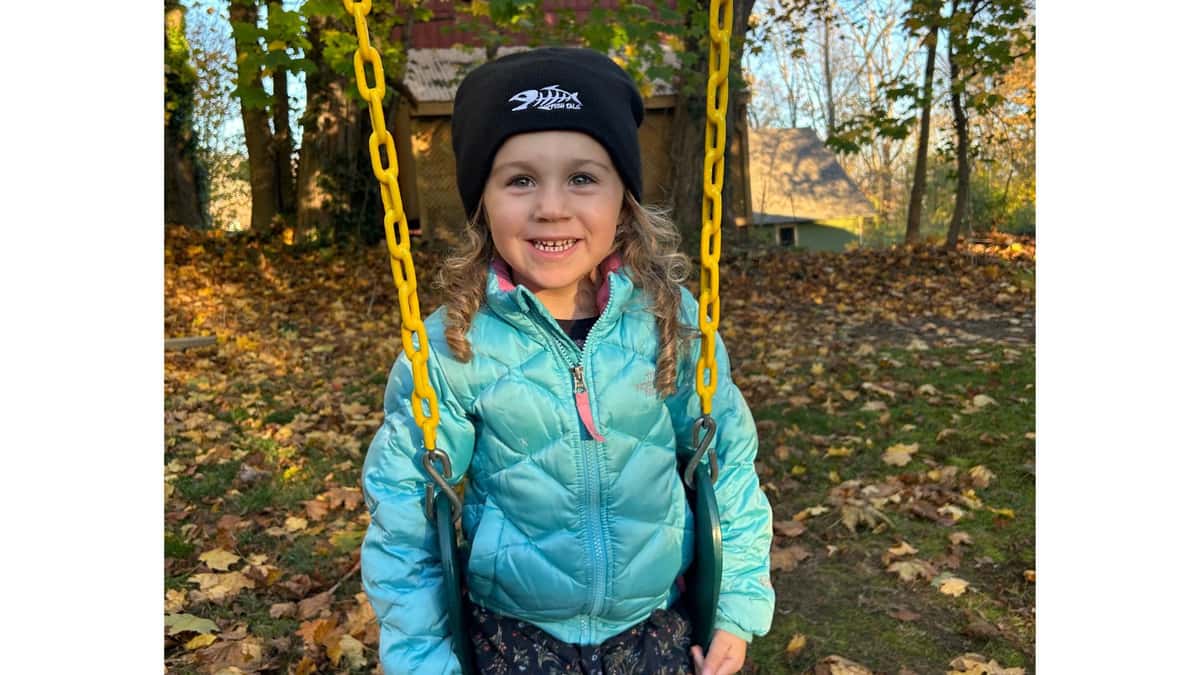 Aubrey wearing winter beanie