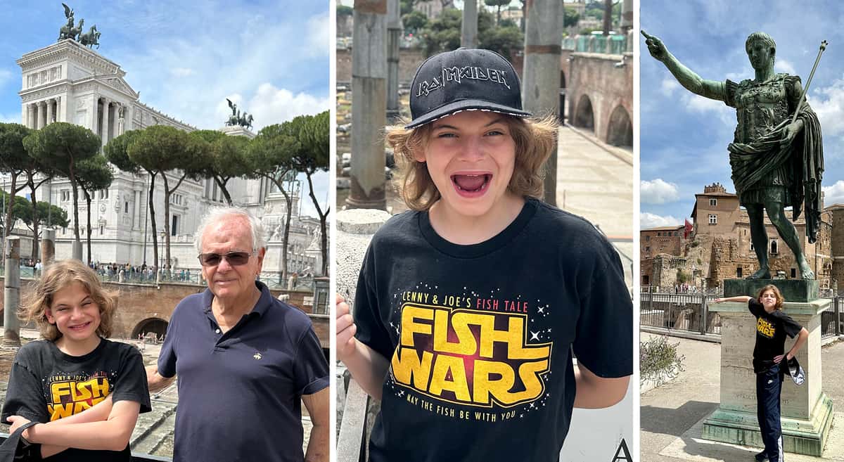 Photos of young man in Rome in Fish Tale TShirt