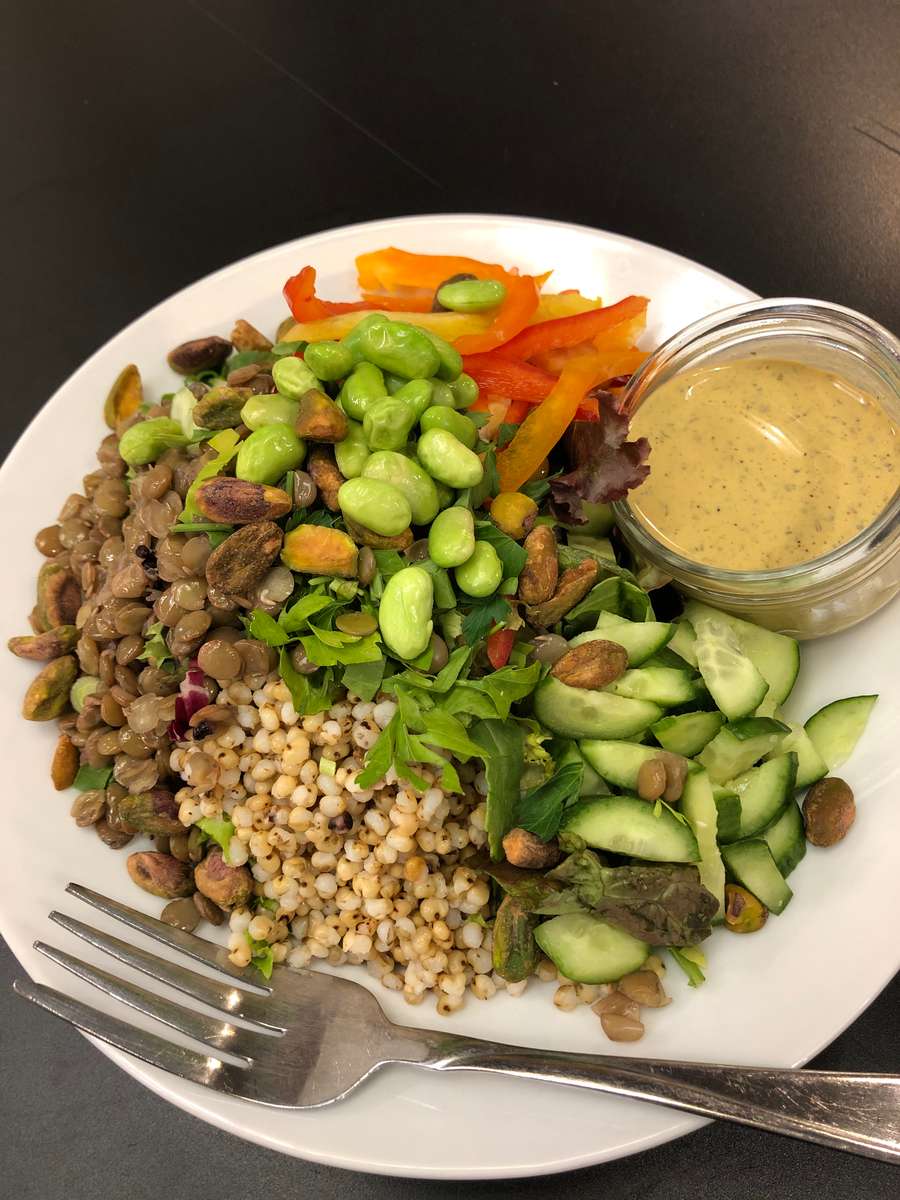 Vegan Lentil Sorghum & Pistachio Salad