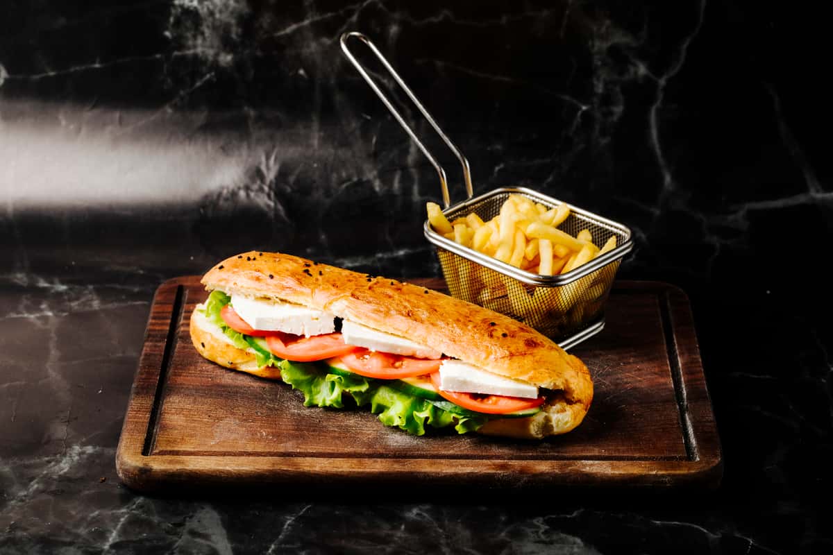Sandwich and fries