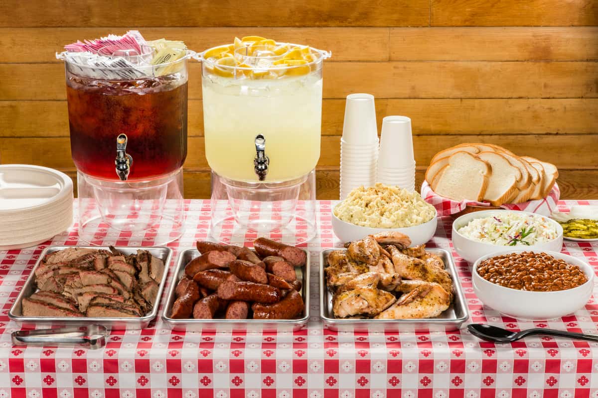 Catering trays with drinks