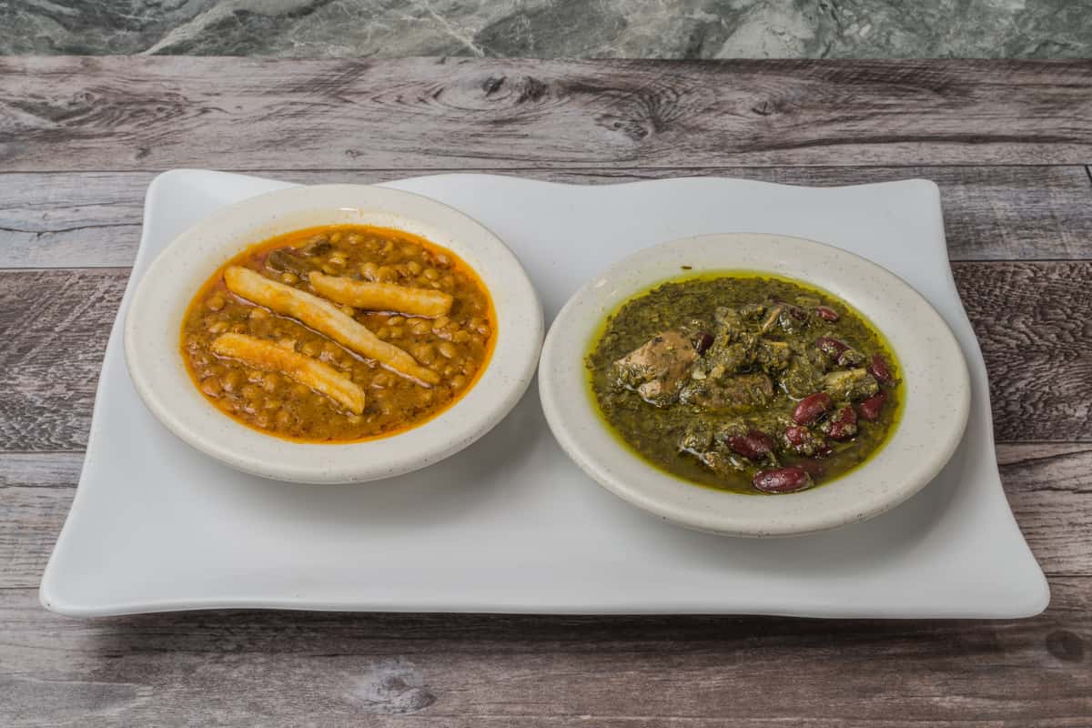 enjoy fresh choice of stew or geymeh with premium basmati rice
