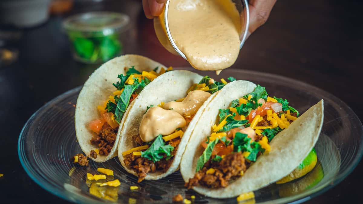 Tacos with Cheese Sauce