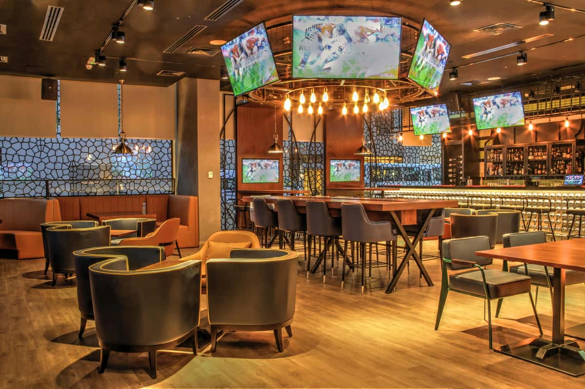 interior with tvs in the dining area
