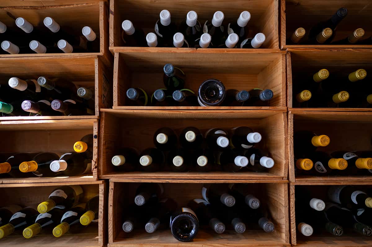 Wine bottles in boxes