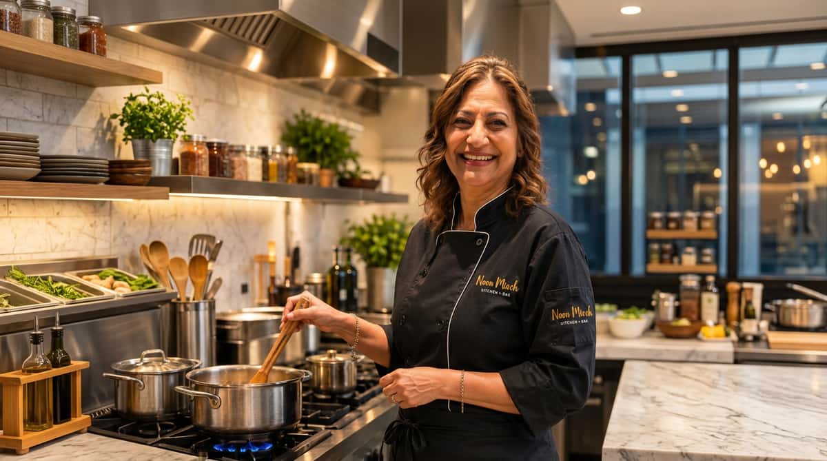 Woman smiling at the camera in the kitchen