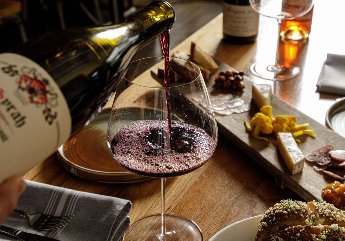 Charcuterie with a glass of wine