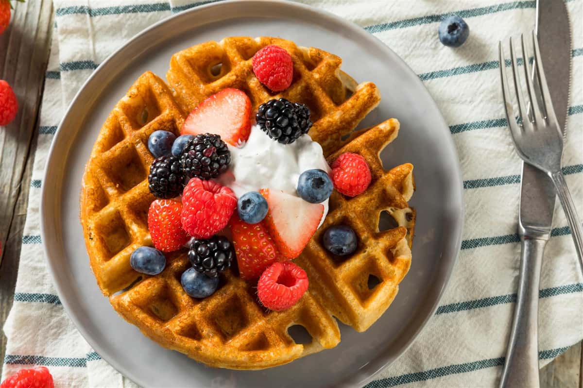 waffles and berries