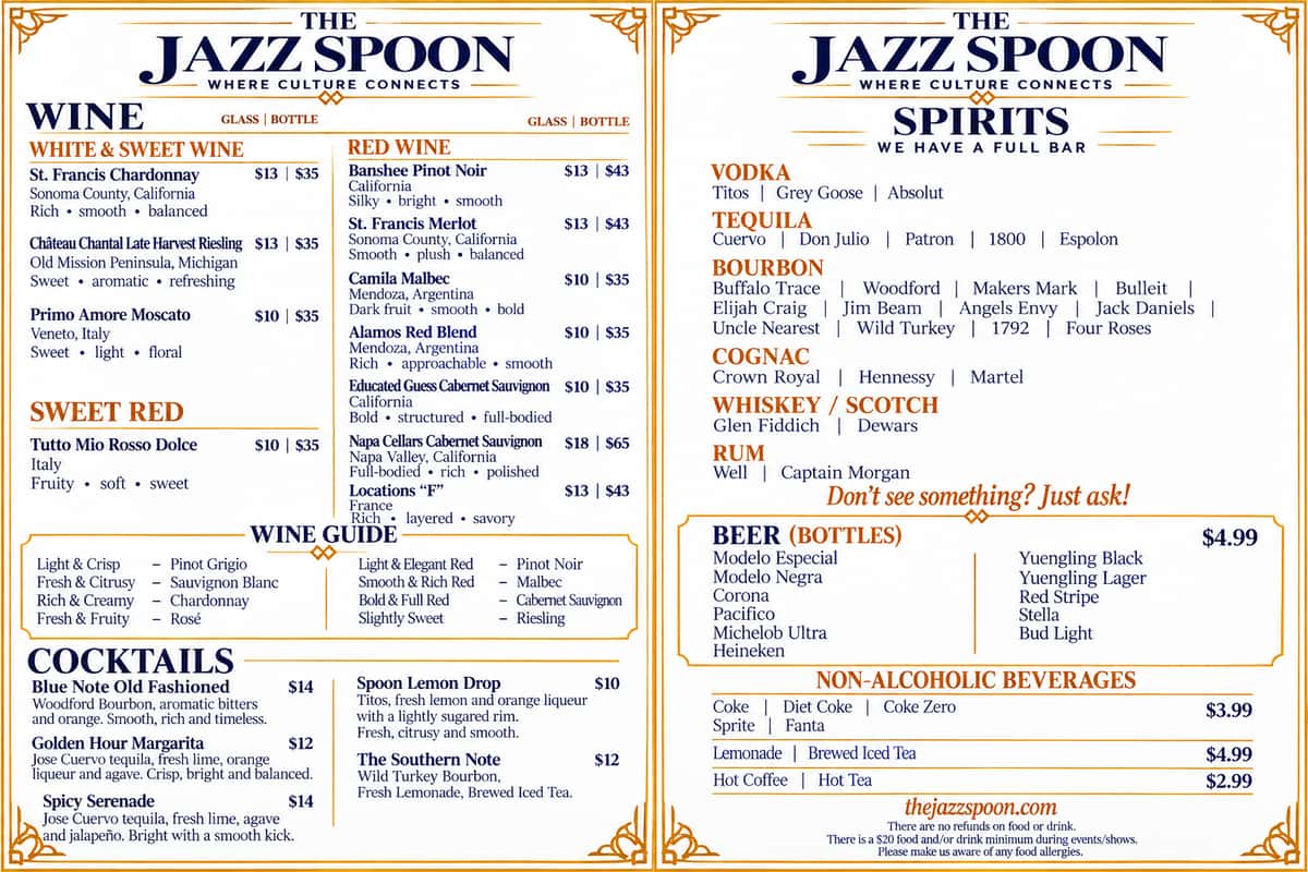 The Jazz Spoon Vintage Menu Duo
