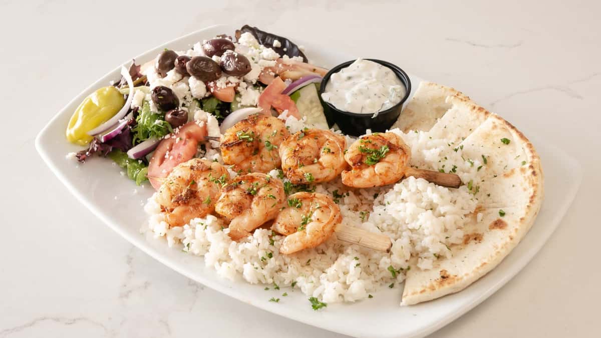 shrimp salad rice plate