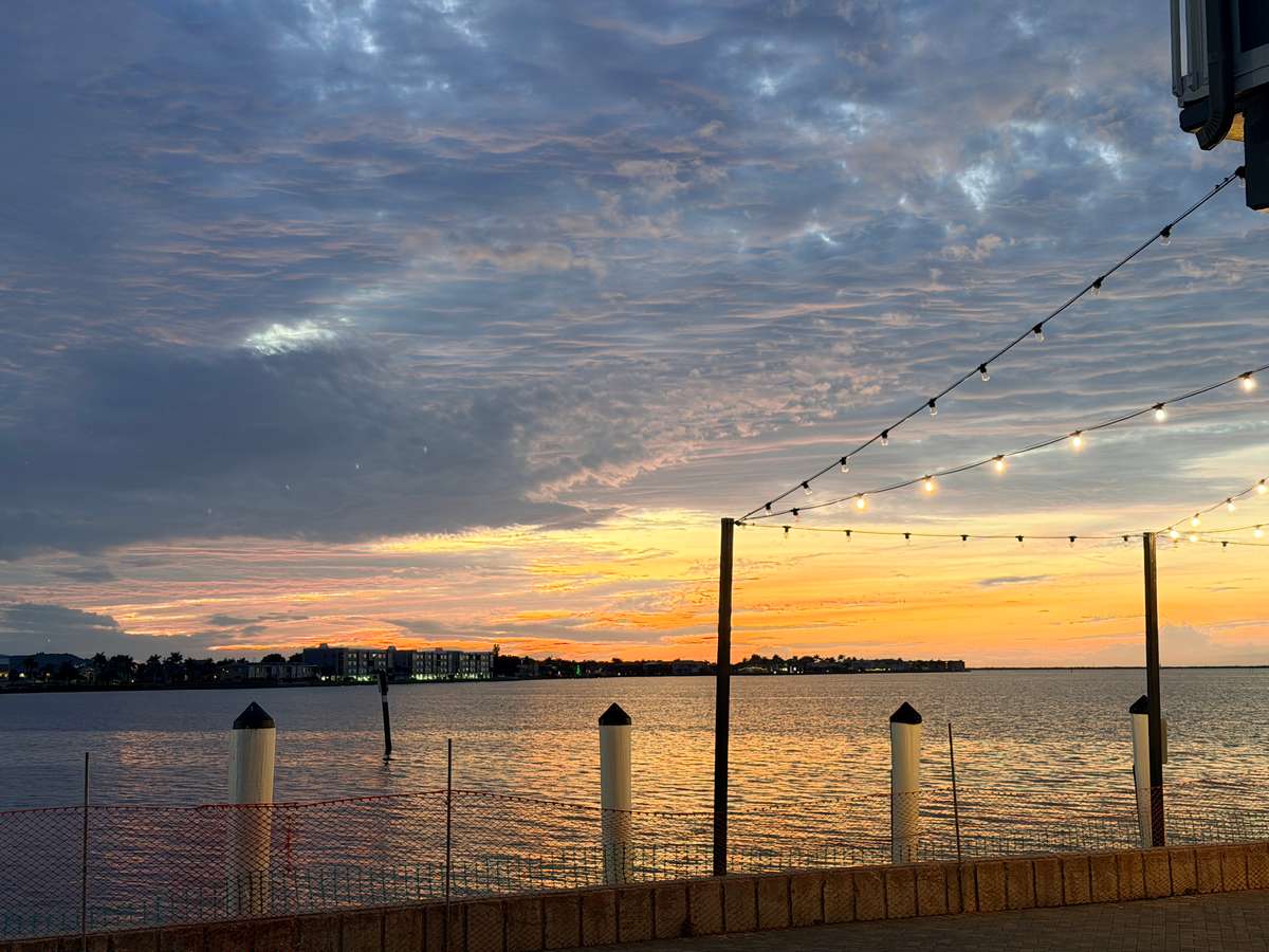 Exterior sunset beach view at restaurant