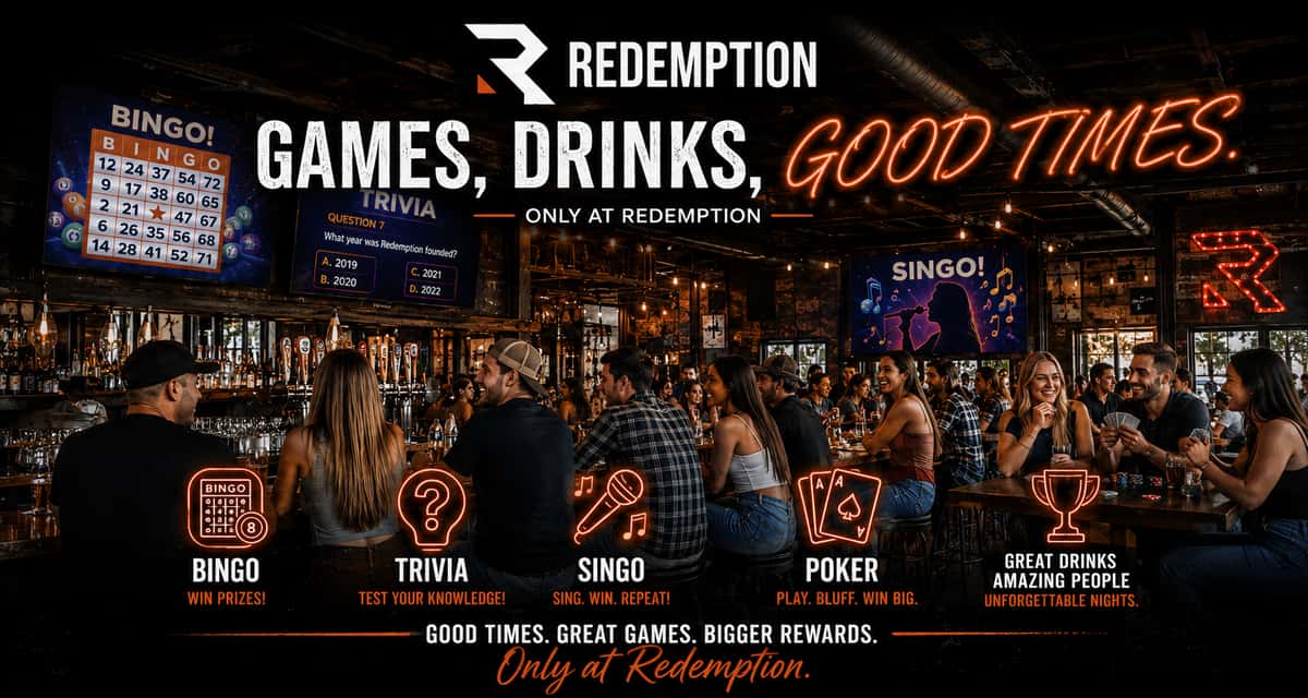 Weekly events at Redemption Bar & Grill in Herriman Utah