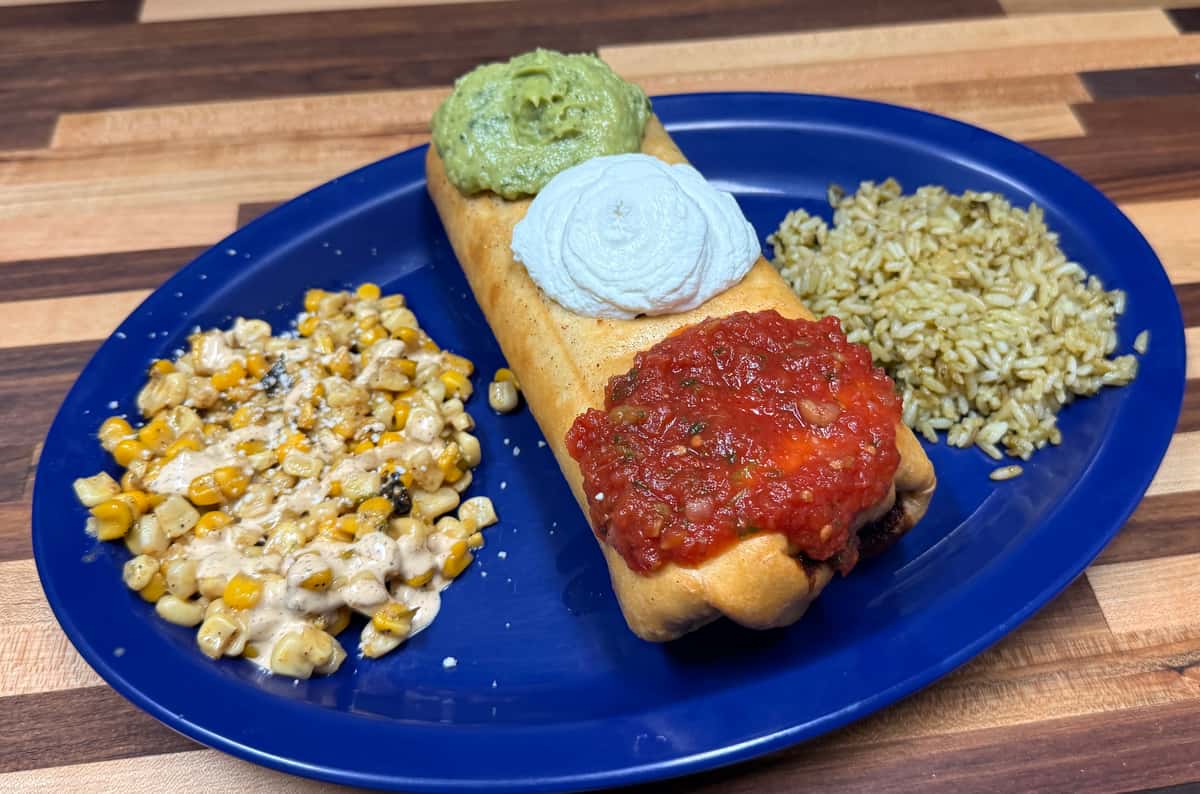 Burrito Bandaras with Salsa, Sour Cream and Quacamole