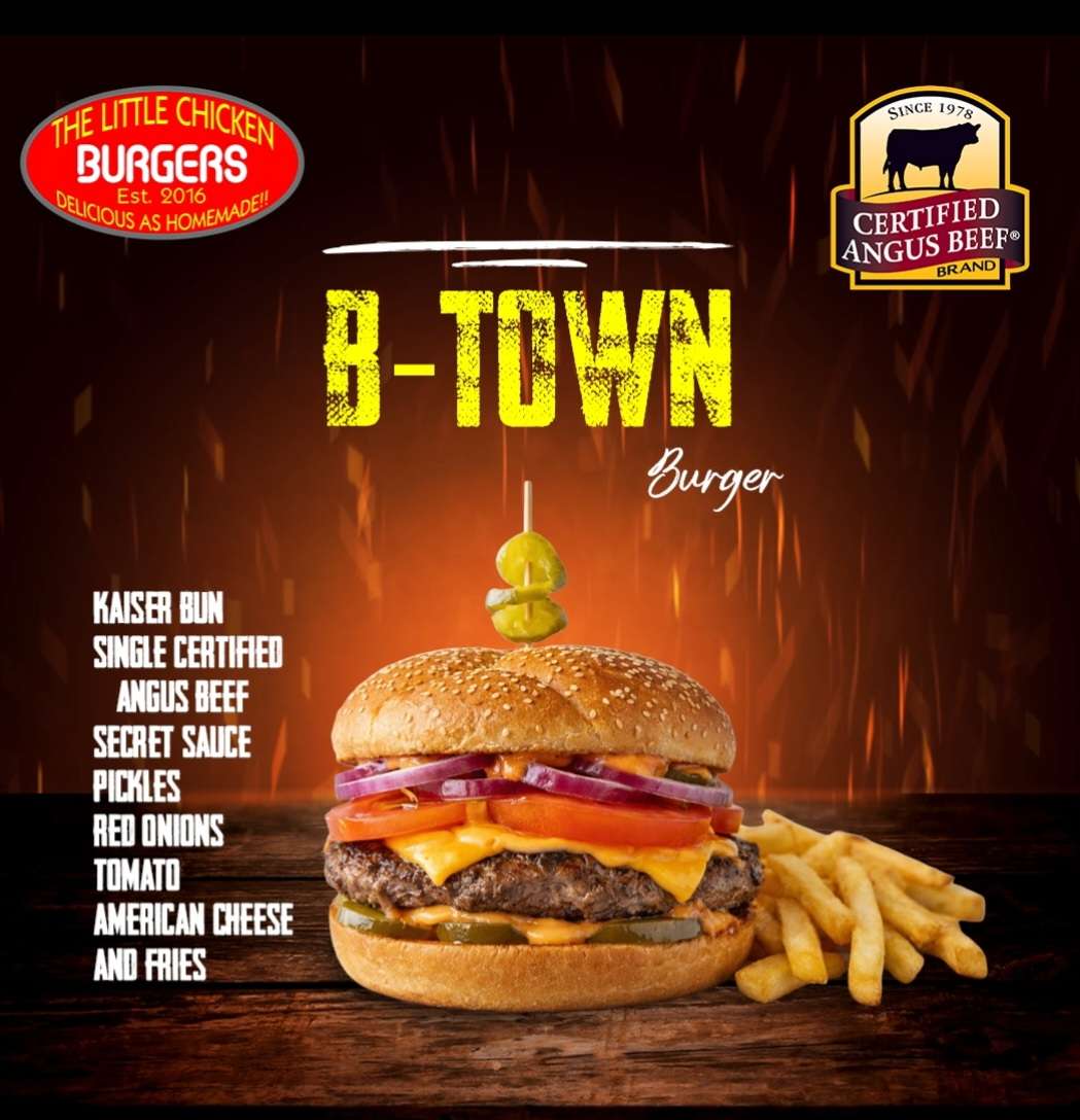 The B-Town Burger made with Certified Angus Beef, served with fries