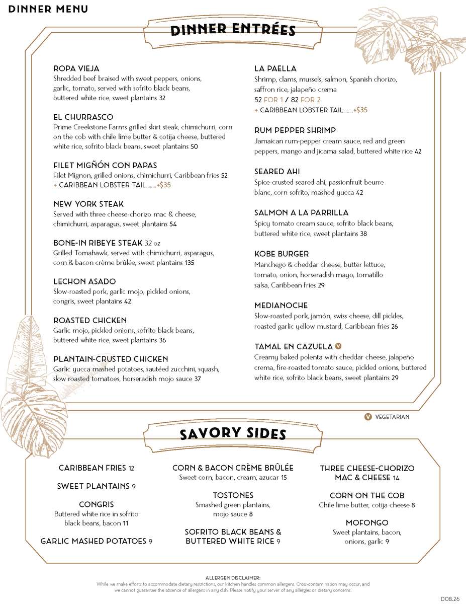 Habana Costa Mesa dinner menu page 2