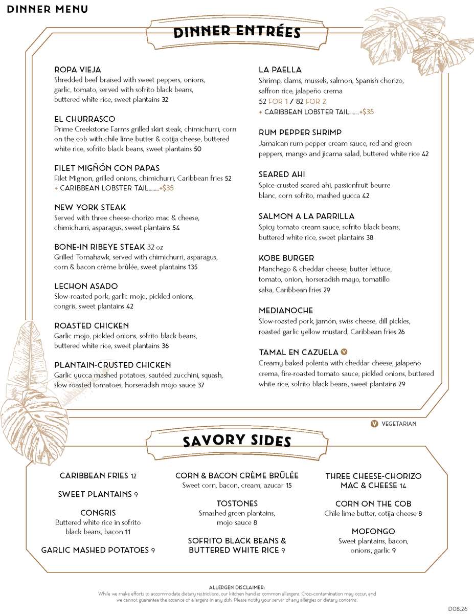 Habana Irvine Dinner menu page two