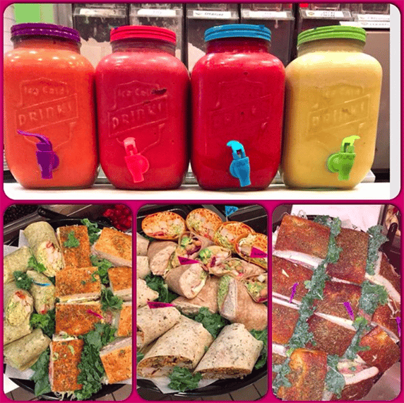 three pictures of various wraps. top picture has four different condiments