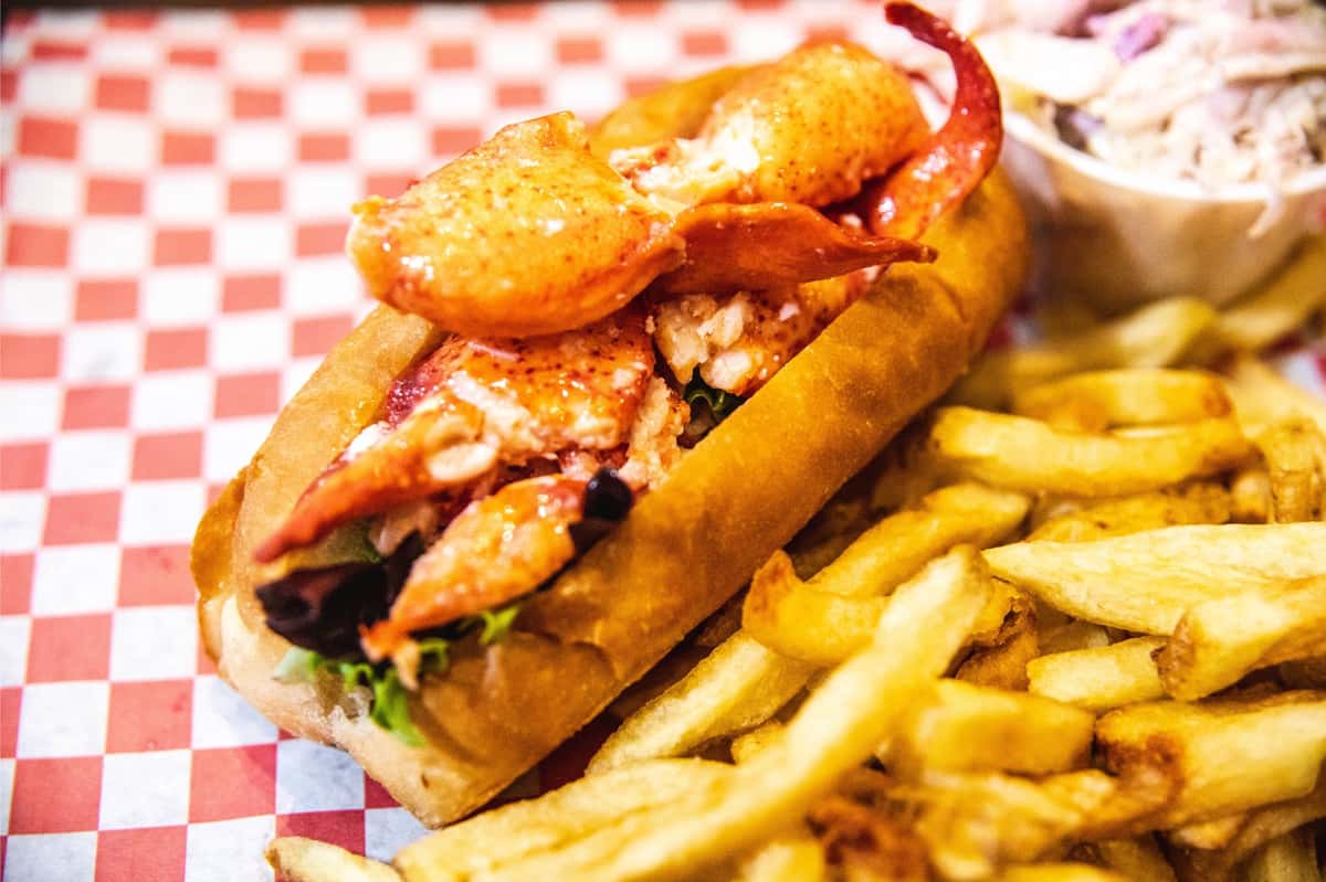 lobster roll with fries