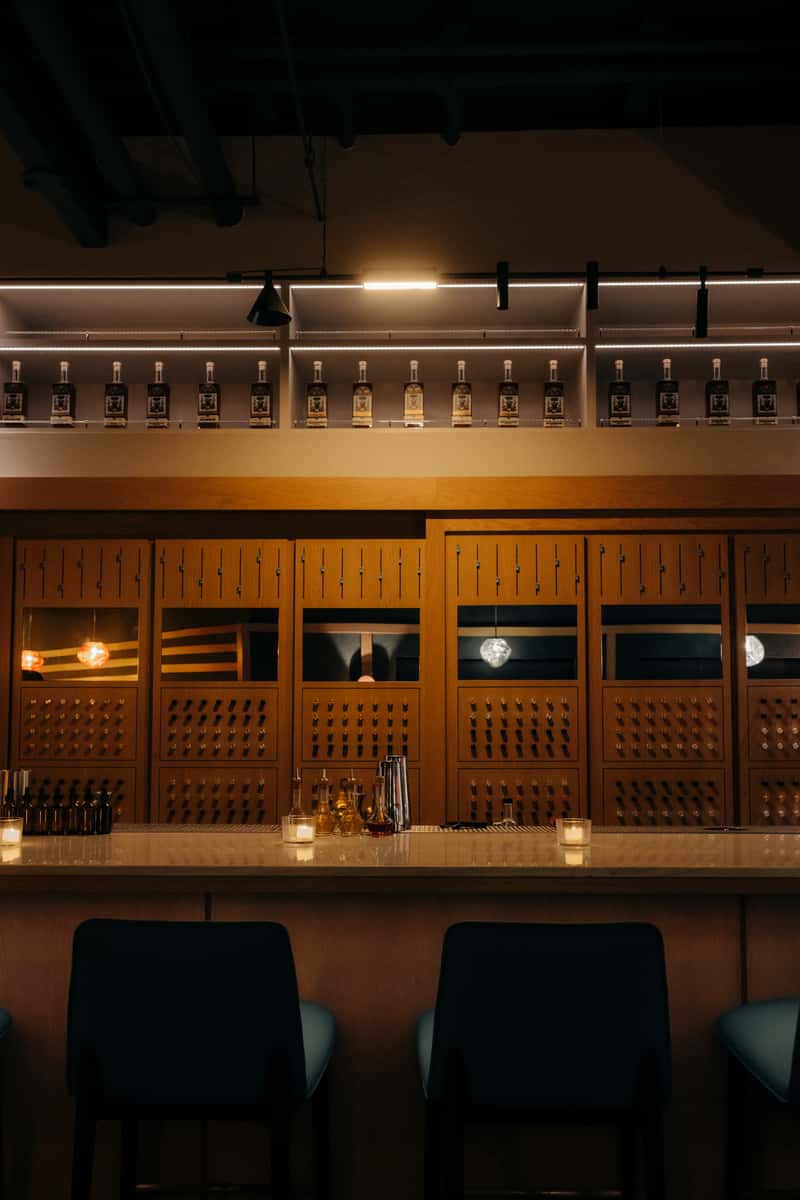 Vinyl bar with sound mixing board decor