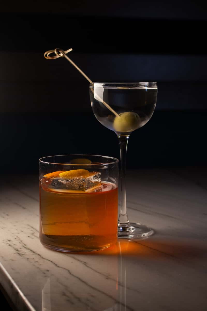 happy hour martini and old fashioned cocktails