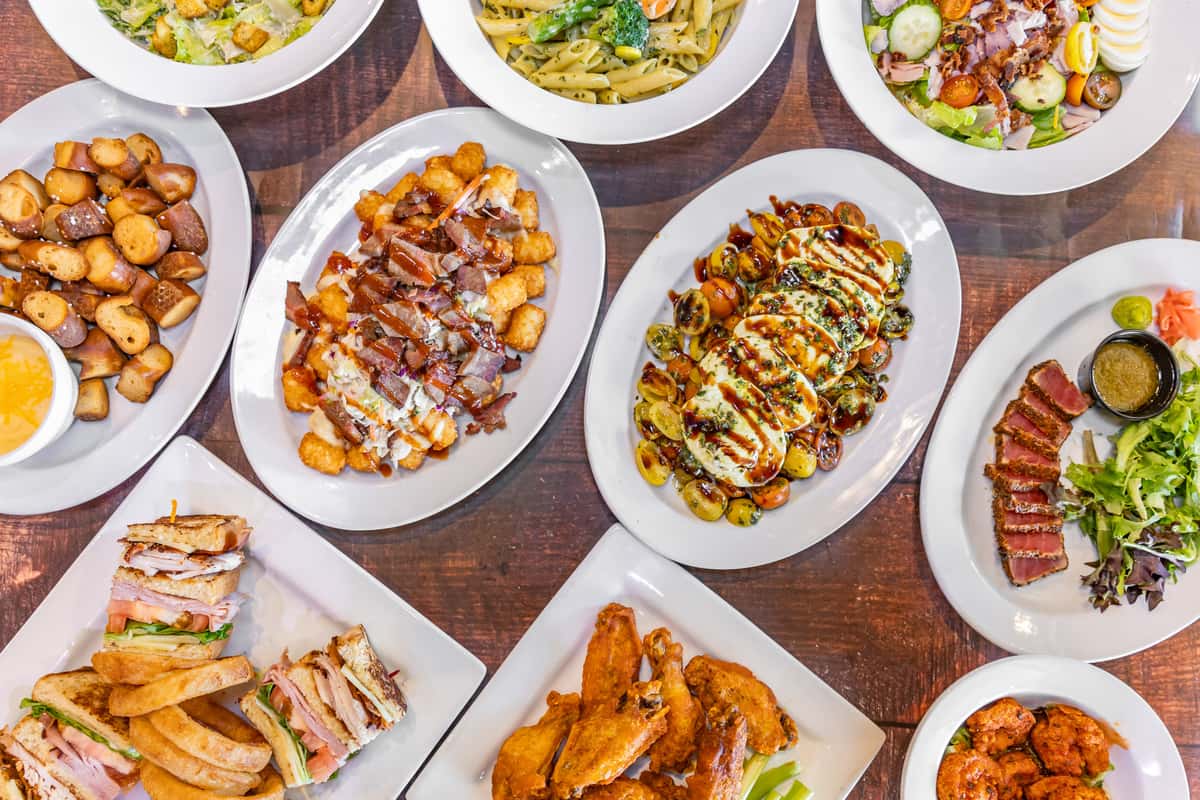 spread of food in top view
