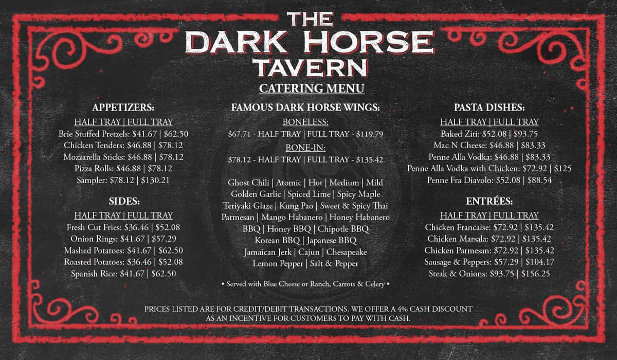 Updated catering menu