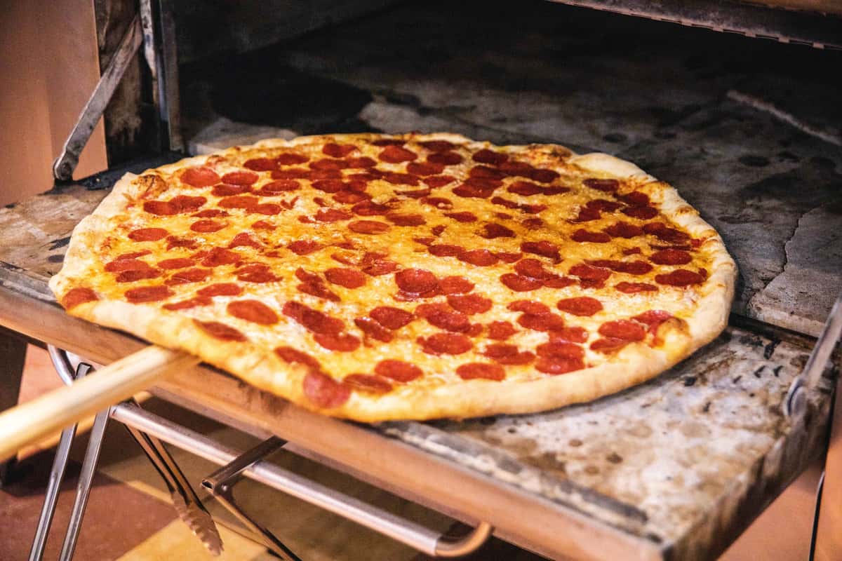 cooking pizza