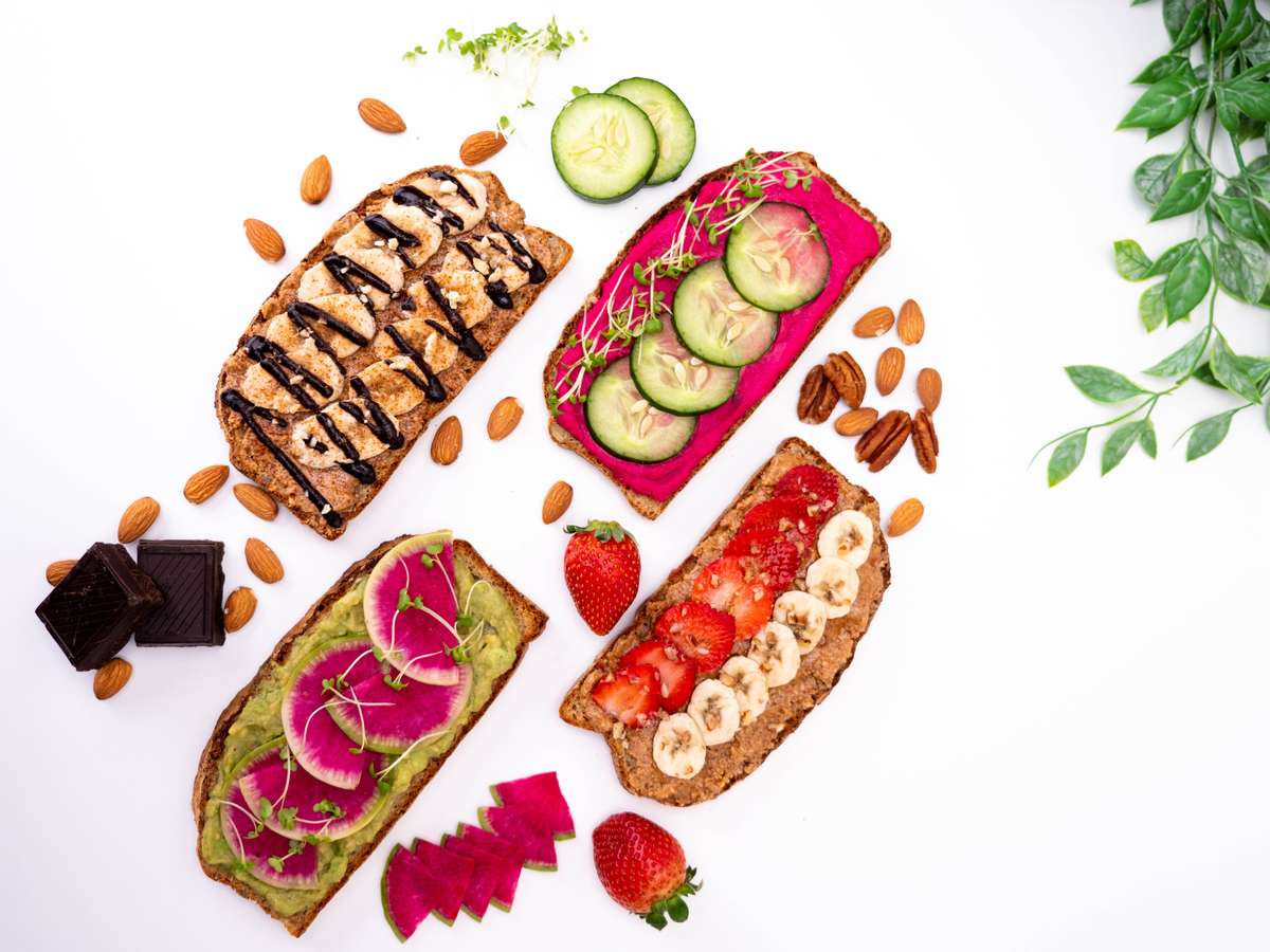 Toasts with fruit toppings