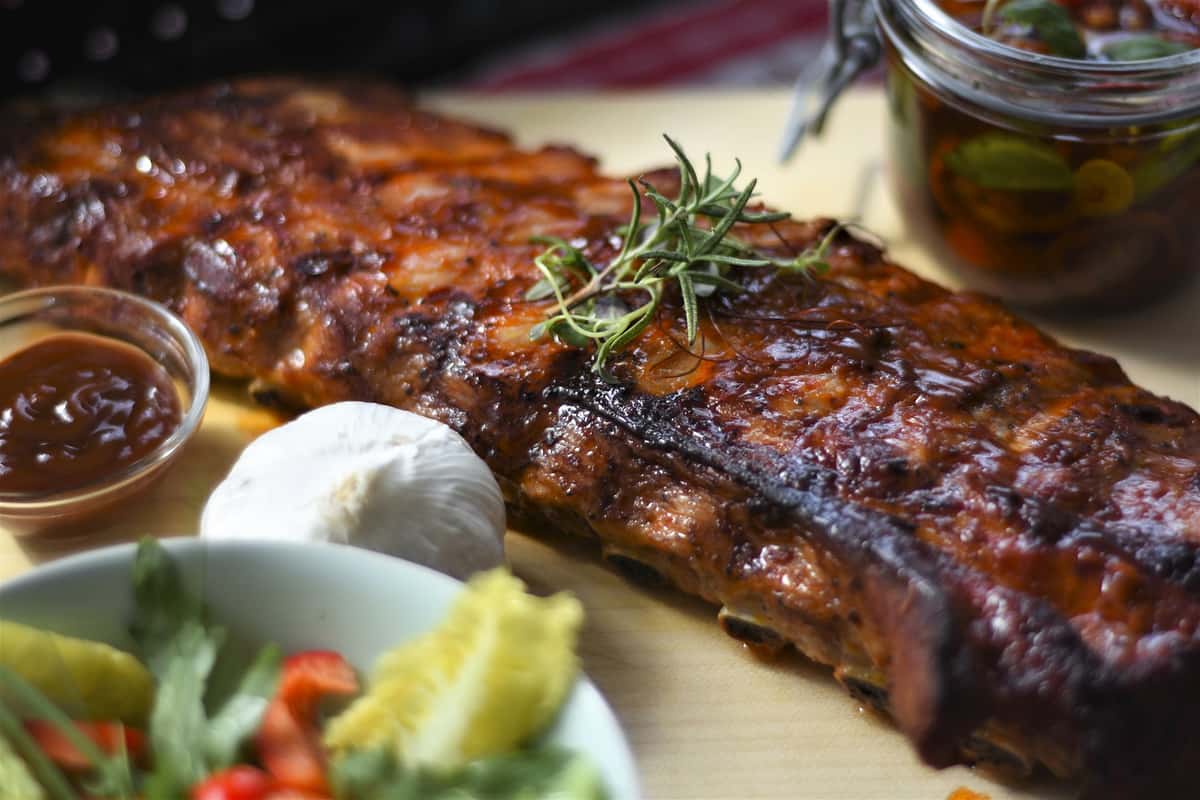 rack of ribs with sides